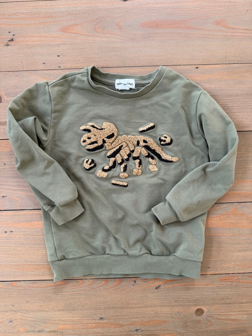 Miles the Label Olive Green Dinosaur Sweatshirt - 24 Months